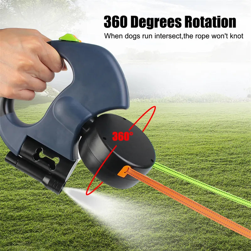 Dual Retractable Reflective Dog Leash
